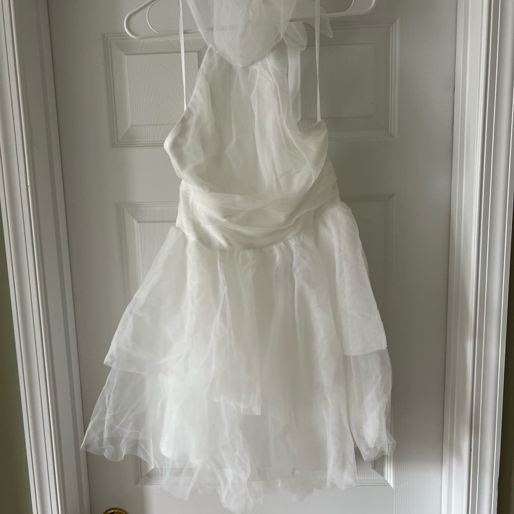 Selfie Leslie Andria Halterneck Tulle Mini Dress White